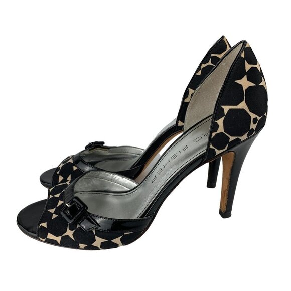 Marc Fisher Giraffe Print Cream and Black D'Orsay Heels size 6.5 - Picture 4 of 8